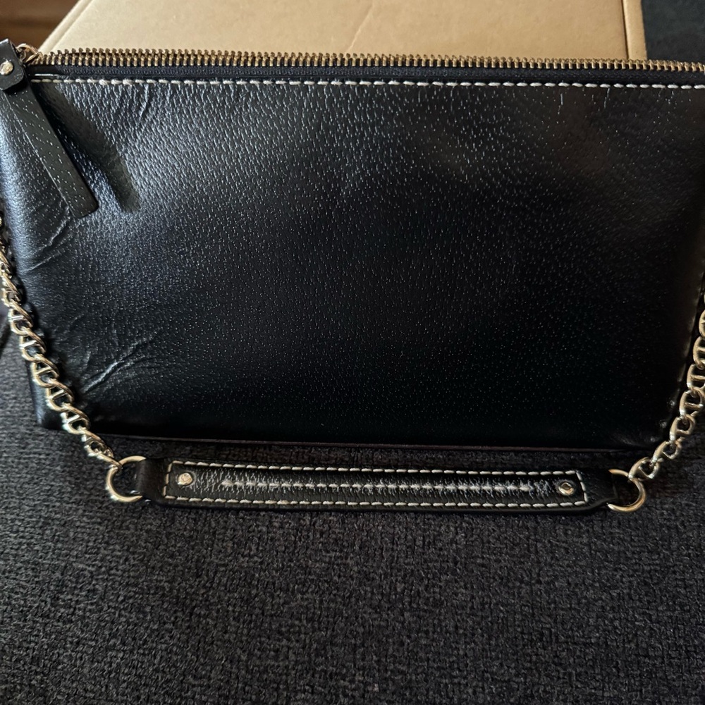 Kate Spade Black Leather Bag with Gold Chain - Picture 6 of 6